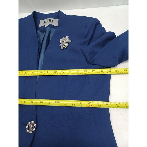 Night Studio Size 10 Navyblue Embellished Lined 2 Pc Skirt Church Suit - Picture 6 of 11